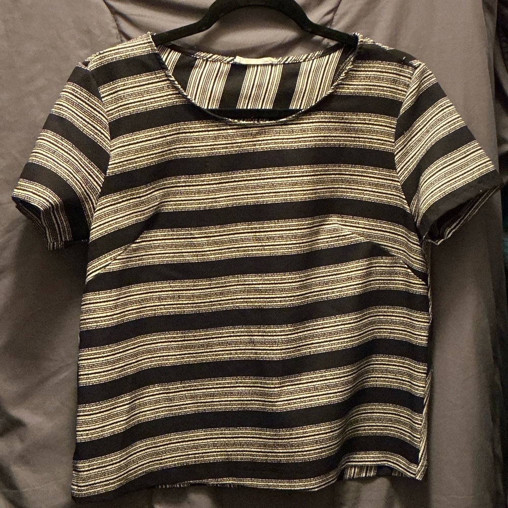 Elegant Black and White Striped Women's Tee